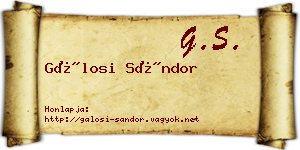 Gálosi Sándor névjegykártya